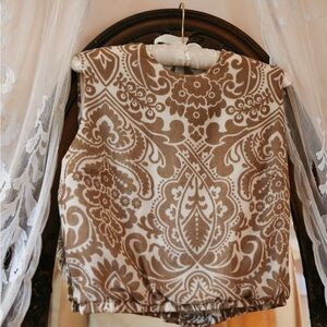 Vintage 1960s Woven Crop Button Back Top